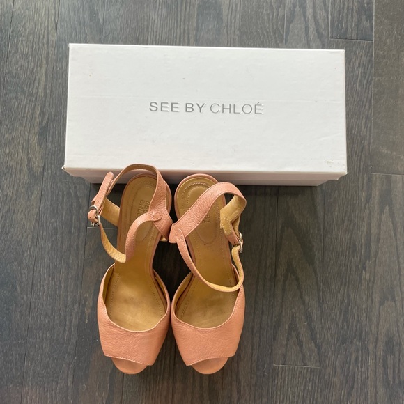 See By Chloé Light Pink Chunky Block Sandals EU 37 - Picture 2 of 7